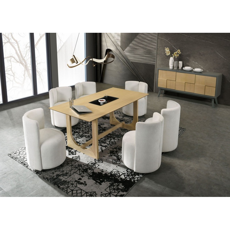 Blayde – 8 Pieces Dining Room Set – Natural / White