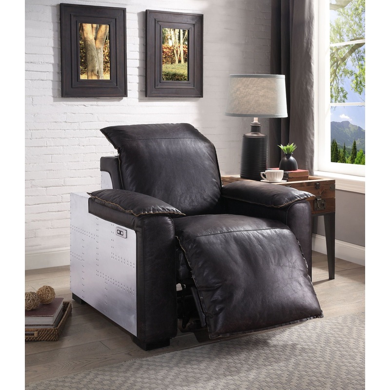 Misezon – Top Grain Leather Power Motion Recliner – Dark Brown