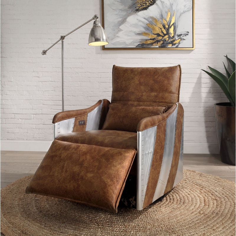 Qalurne – Power Motion Recliner With Swivel – Two Tone Mocha