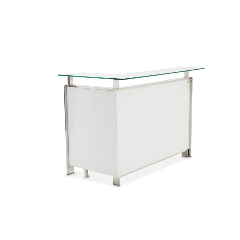 State St. – Bar With Glass Top – Glossy White