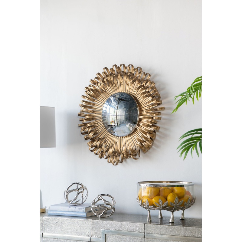 Sunburst Design Wall Mirror Decorative en For Entryway, Modern Living Room – Gold
