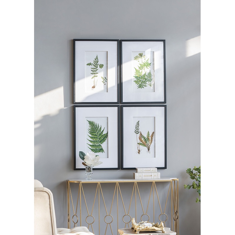 Botanical And Fern Wall Art, Wall Decor For Living Room Dining Room Entryway (Set of 4) – White / Black