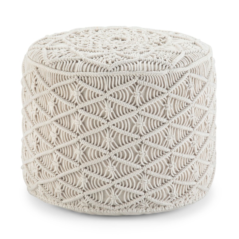 Coates – Round Macrame Pouf – Natural