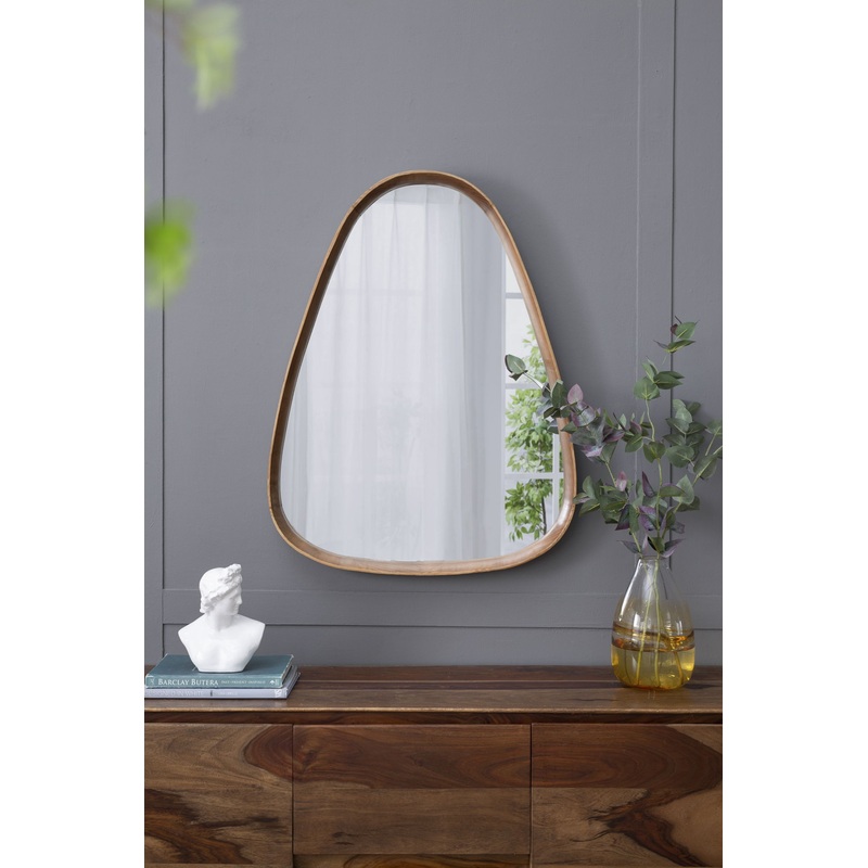 Irrgeular Mirror With Frame, Wall Mirror For Living Room Bathroom Entryway – Brown