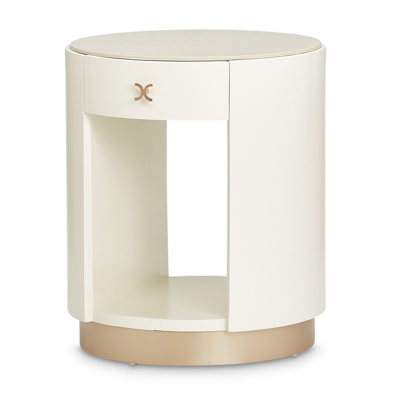 La Rachelle – Round End Table – Champagne