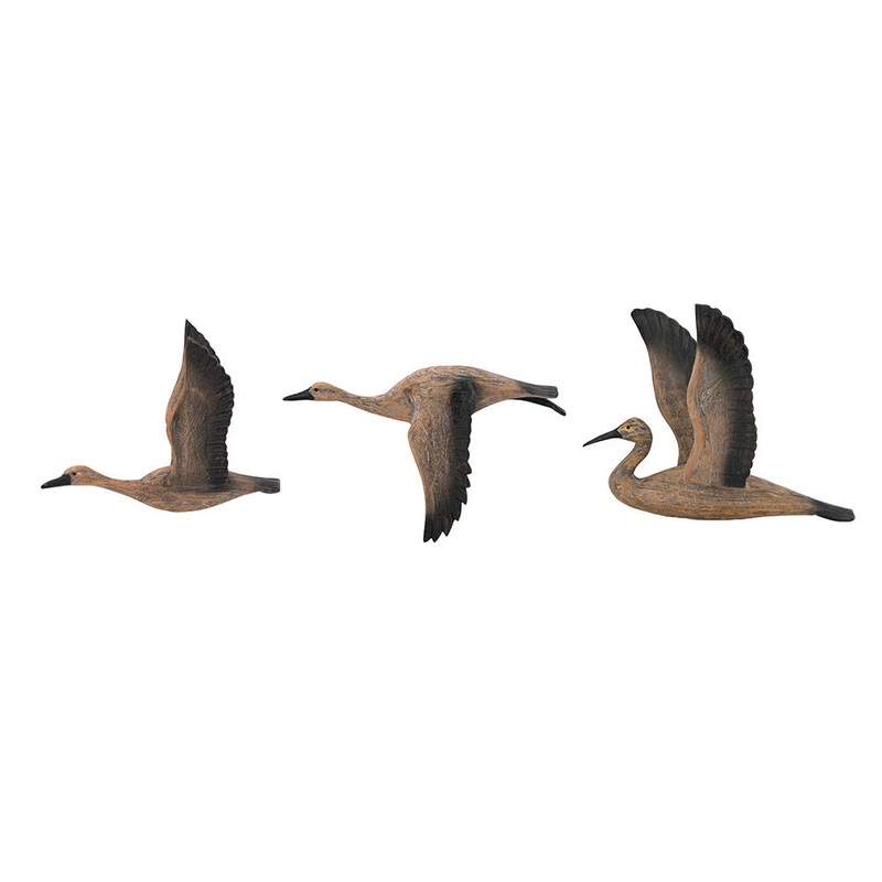 Reeds Migrating Bird Wall Decor, Home Decor For Living Room Dining Room Office Bedroom (Set of 3) – Brown