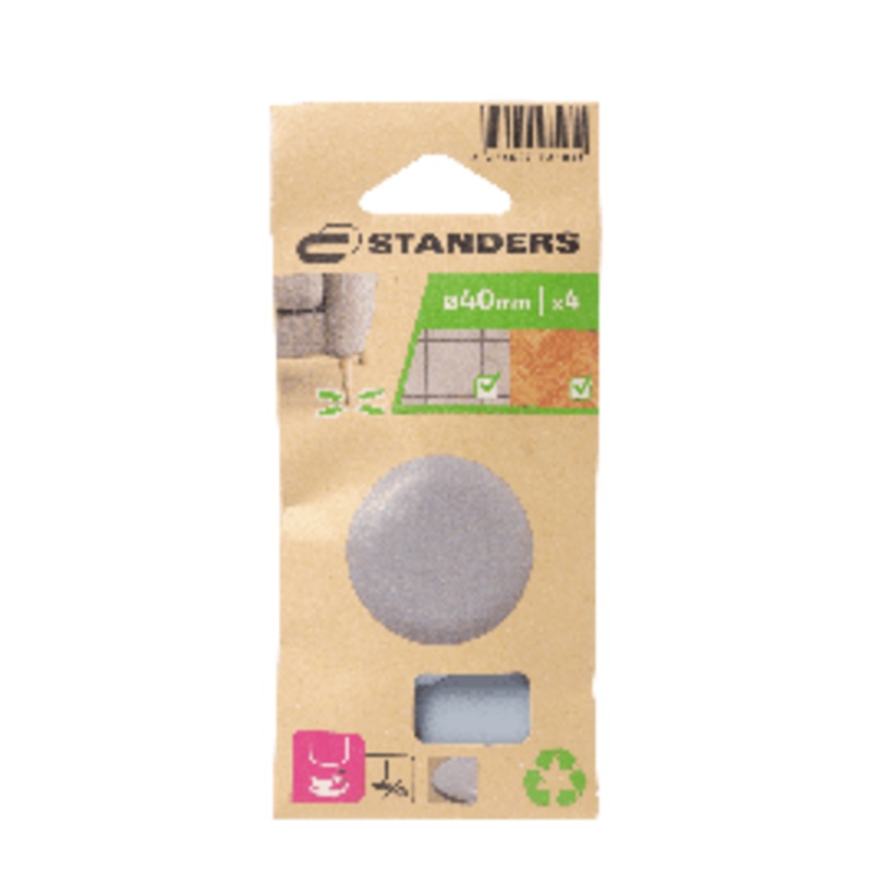 ADHESIVE FELT PADS DIA. 40MM GRAY 4PCS