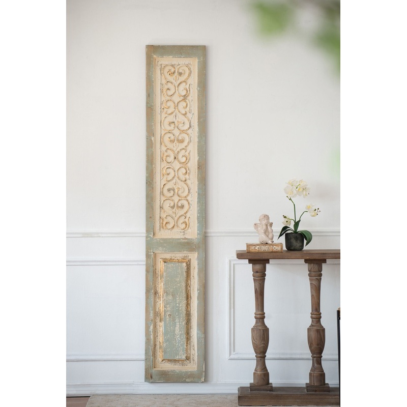 Large Wooden Rectangle Hanging Panel Decorative Wall Sculpture, Carved Wall Art – Beige