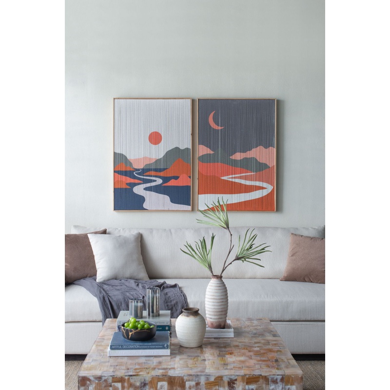 Rectangular Tassel Print Wall Art, Home Decor For Living Room Bedroom Office Hallway – Multicolor