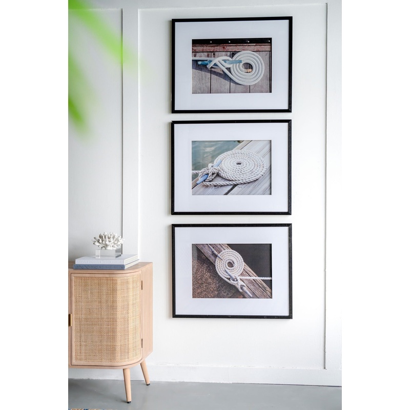 Rope Wall Art With Frame, Wall Decor For Living Room (Set of 3) – White / Black