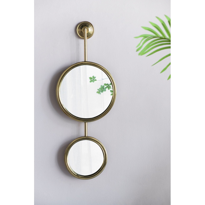2 Circle Mirrors For Wall Decor, Unique Contemporary Wall Mirror For Living Room Bedroom Entryway – Gold