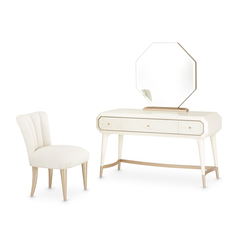 La Rachelle – Vanity Set With Mirror & Chair – Champagne