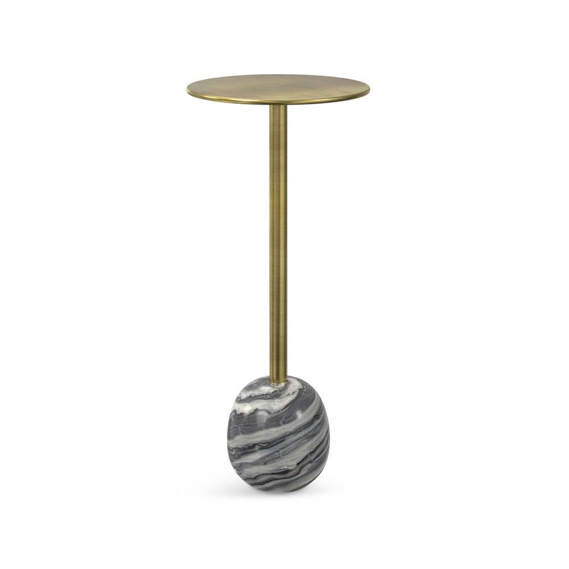 Melene – Side Table – Gray / Gold