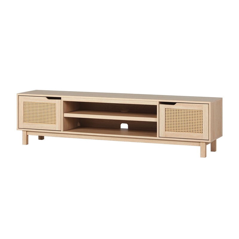 Modern Door Low TV Stand For TVs Up To 80 – Coastal Oak
