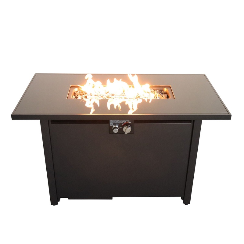 Outdoor Fire Pit Table Durable Construction With Lid – Black