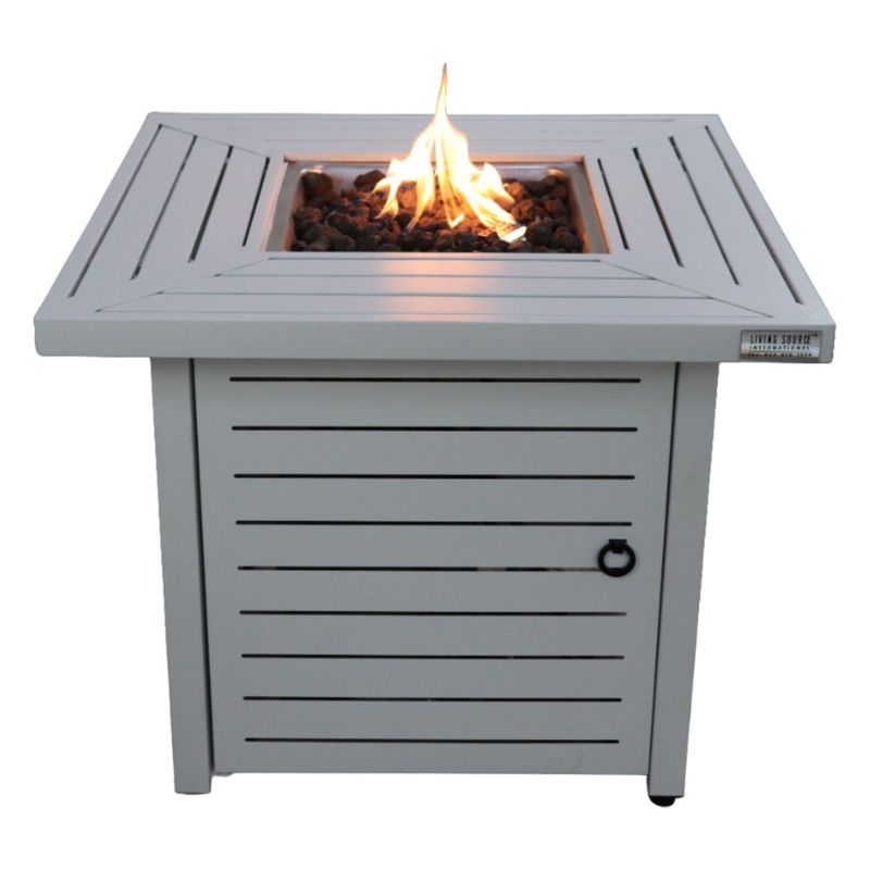 Propane Fire Pit Table – Antique White / Gray