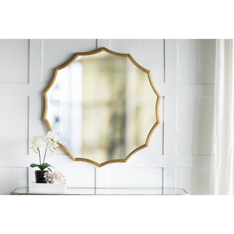 Round Sunburst Wall Mirror With, Wall Decor Mirror For Entryway Bedroom Living Room – Gold