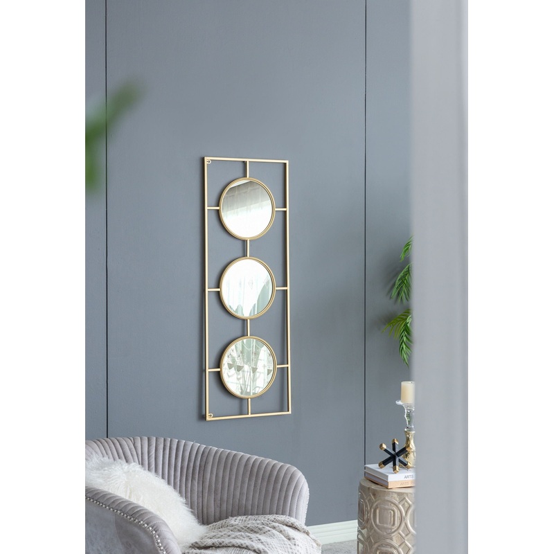 3 Mirror Piece Wall Mirror InRectangular Frame, Home Wall Decor For Bedroom Living Room