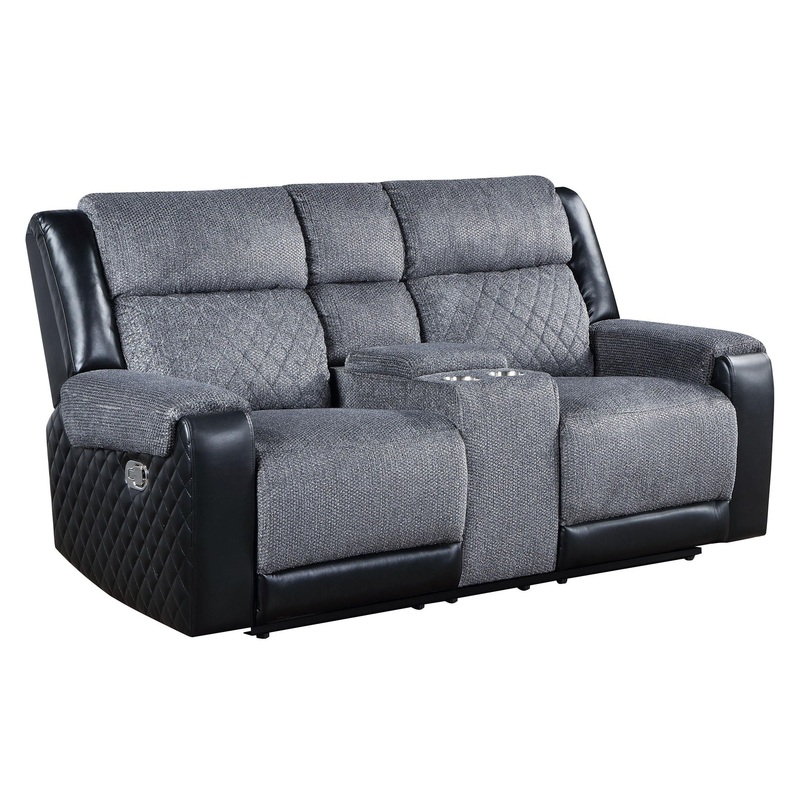Alicia – Console Reclining Loveseat – Gray Black