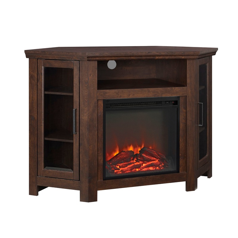 Classic Glass Door Fireplace TV Stand For Tvs Up To 55