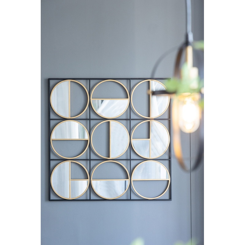 Eclectic Styling Metal Beaded Wall Mirror With Contemporary Design For Bedroom, Liveroom & Entryway