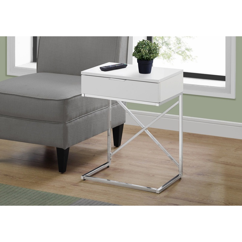Accent Side Table, Storage Drawer, Spacious Tabletop, Contemporary & Modern