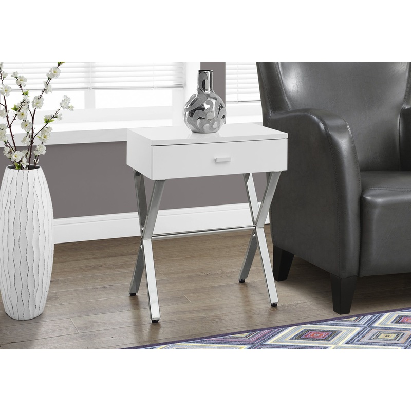 Accent Side X Table, Storage Drawer, Contemporary & Modern