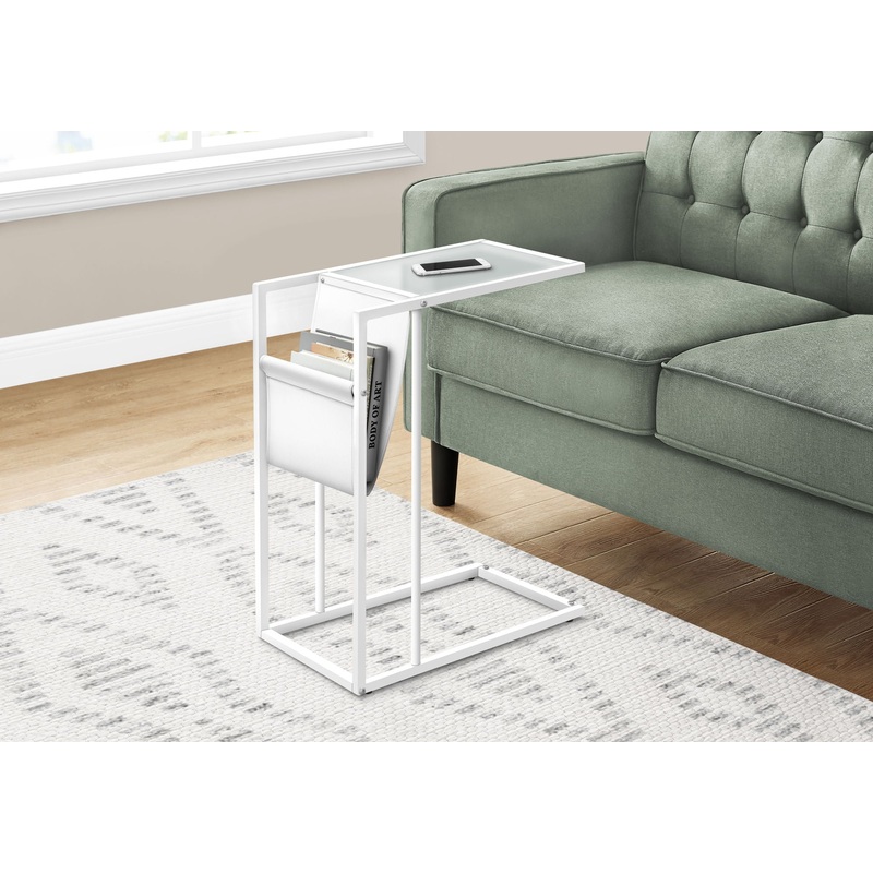 Accent Table, C – Shaped, Contemporary And Modern – White