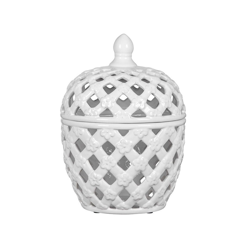 Ballas – Bird Lidded Jar – White
