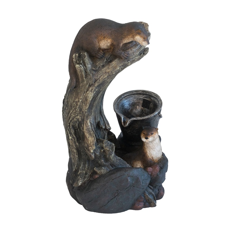 Decorative Water Foutain With Otter Design, With Light And Pump, For Indoor And Outdoor – Brown