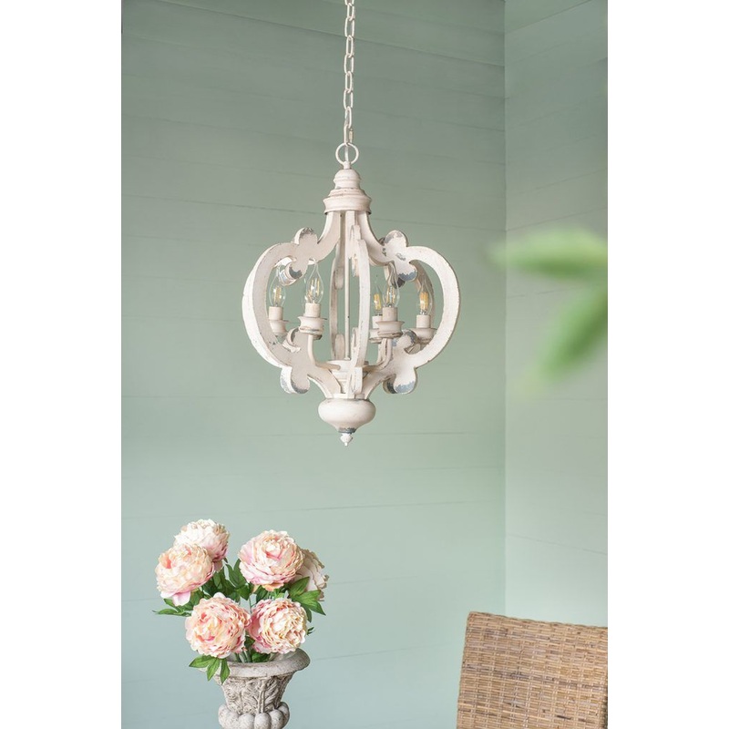 Farmhouse Chandelier, 6 Light Wood Chandelier Pendant Light Fixture With Adjustable Chain For Dining Room Living Room Entryway, Bulb Not Included