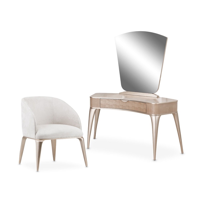 Malibu Crest – Vanity Set With Mirror & Chair – Blush