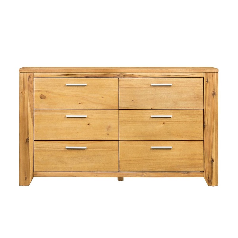 6 Drawer Dresser – Natural Wood / Brown