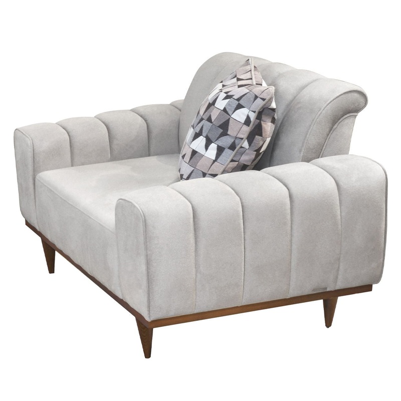 Balboa – Chenille Chair And A Half – Shell Gray/Warm Walnut