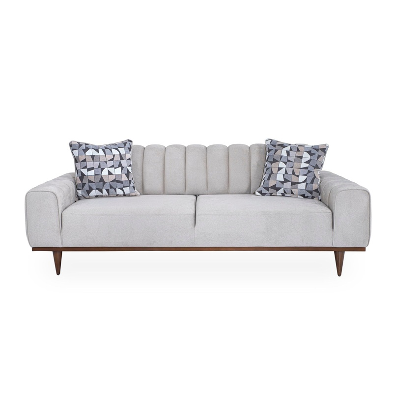 Balboa – Chenille Sofa – Shell Gray/Warm Walnut