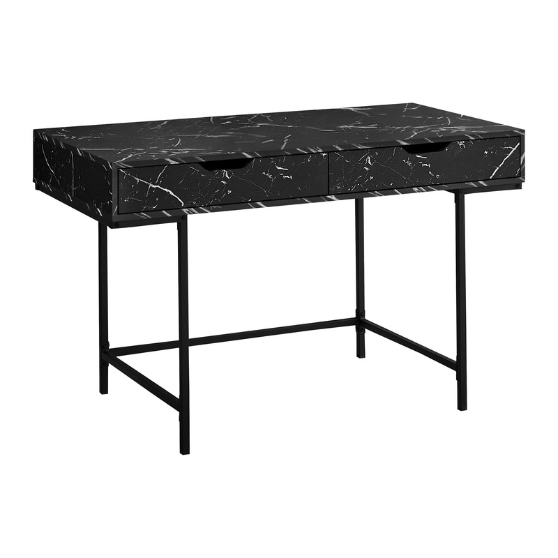Computer Desk For Home Office, Storage Drawers, Marble Look Contemporary & Modern