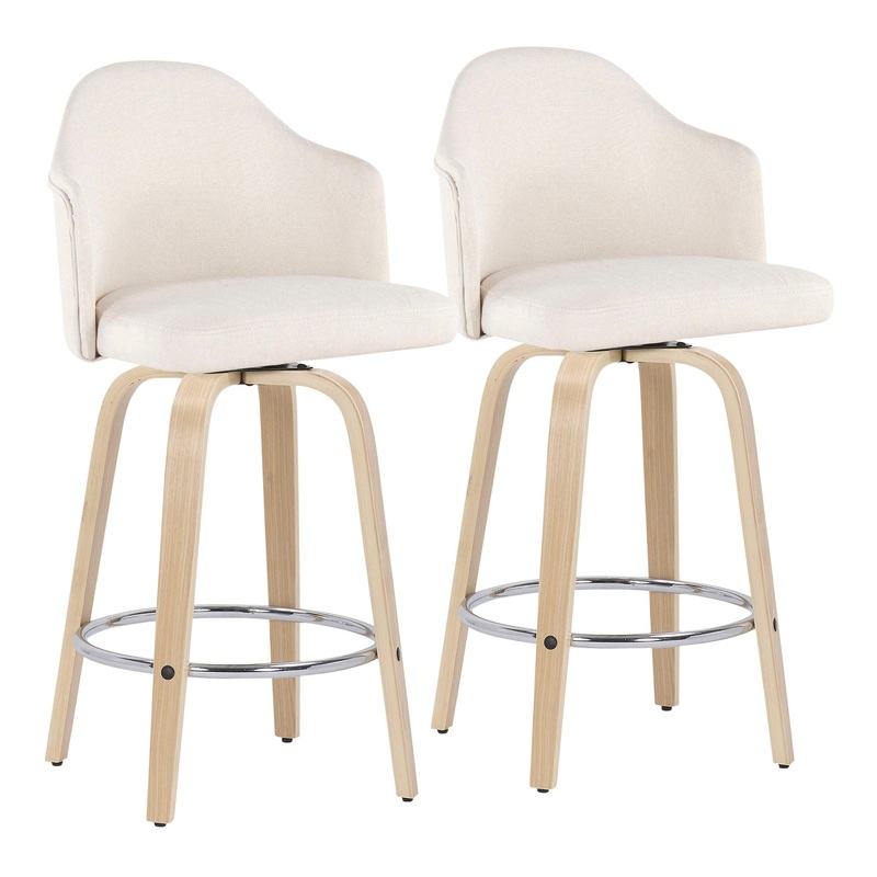 Ahoy – Mid Century Modern Fixed Height Counter Stool With Round Footrest (Set of 2)