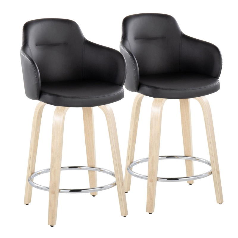 Boyne – Contemporary Fixed Height Counter Stool & Swivel With Round Footrest (Set of 2)