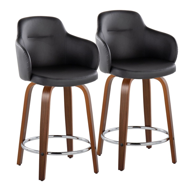 Boyne – Contemporary Fixed Height Counter Stool With Swivel With Round Footrest (Set of 2)