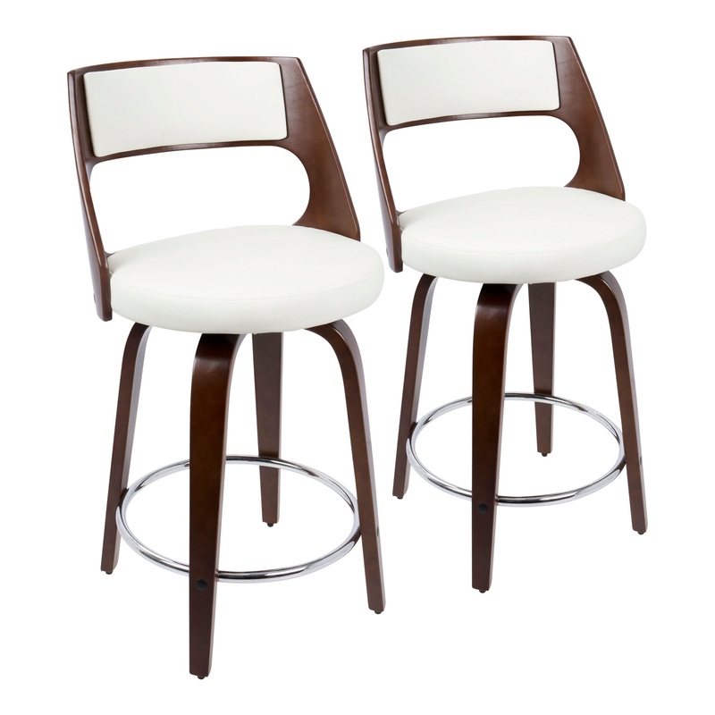 Cecina – Mid-Century Modern Fixed Height Counter Stool With Swivel And Round Footrest (Set of 2)