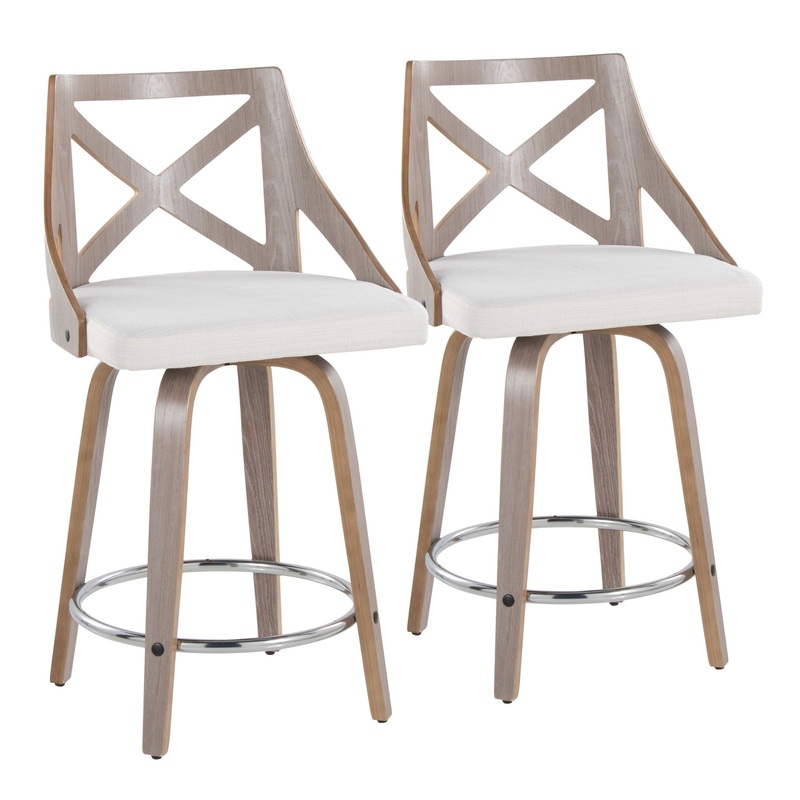 Charlotte – Farmhouse Fixed Height Counter Stool & Swivel With Round Footrest (Set of 2)
