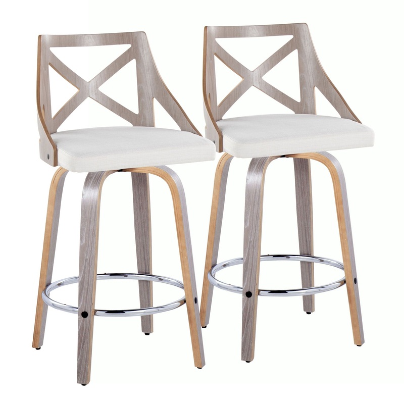 Charlotte – Farmhouse Fixed Height Counter Stool With Round Footrest (Set of 2)