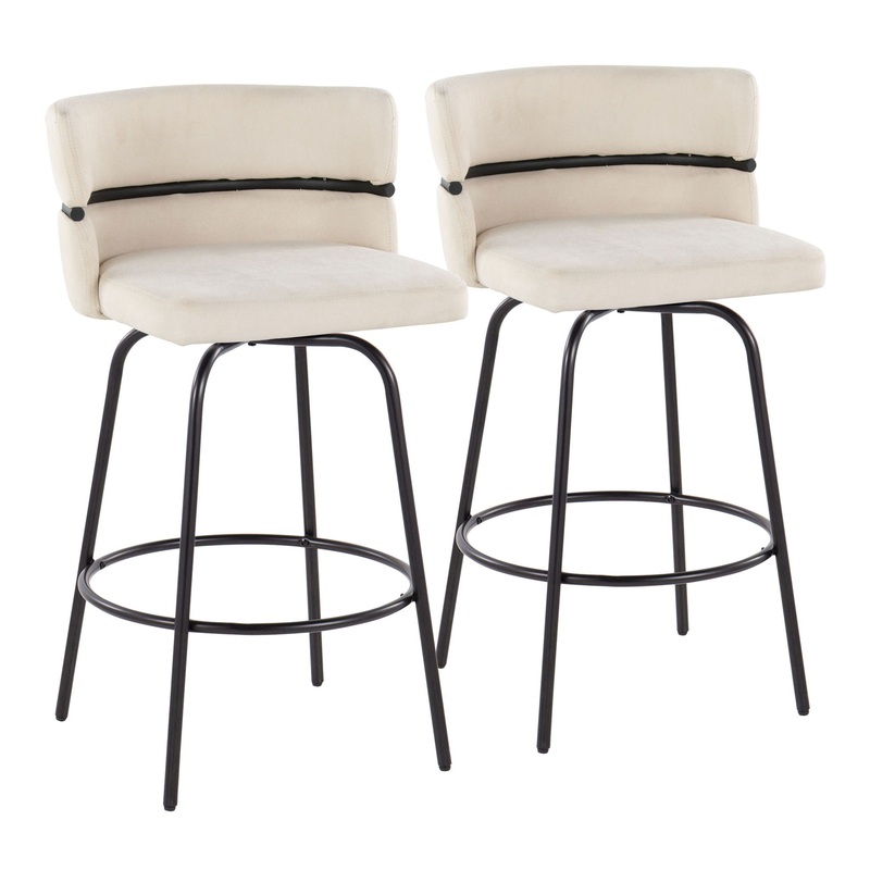 Cinch – Contemporary Fixed Height Counter Stool With Swivel And Round Footrest (Set of 2)