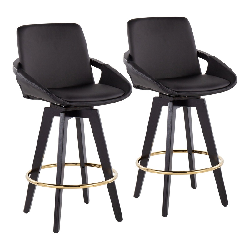 Cosmo – Contemporary Fixed Height Counter Stool With Swivel With Round Footrest (Set of 2)