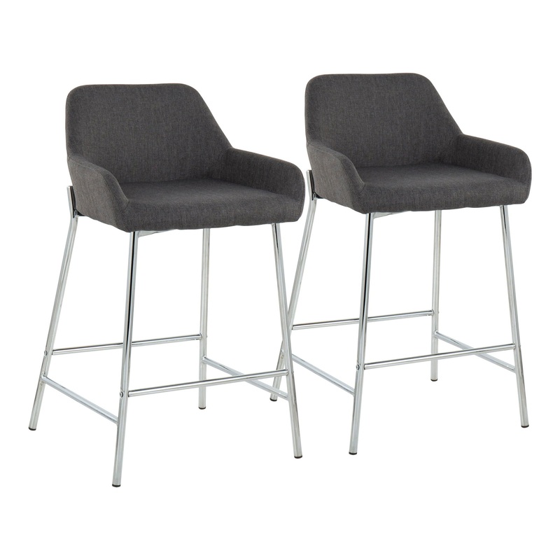 Daniella – Contemporary Fixed Height Counter Stool With Metal Legs (Set of 2)