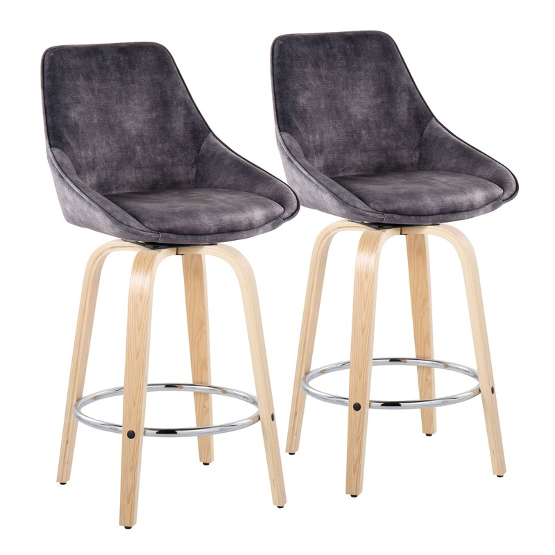 Diana – Contemporary Fixed Height Counter Stool With Round Footrest (Set of 2)