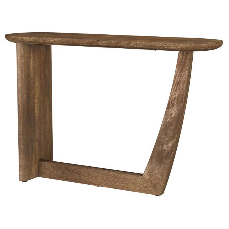 Fletcher – Oval Solid Mango Wood Entryway Console Table – Brown