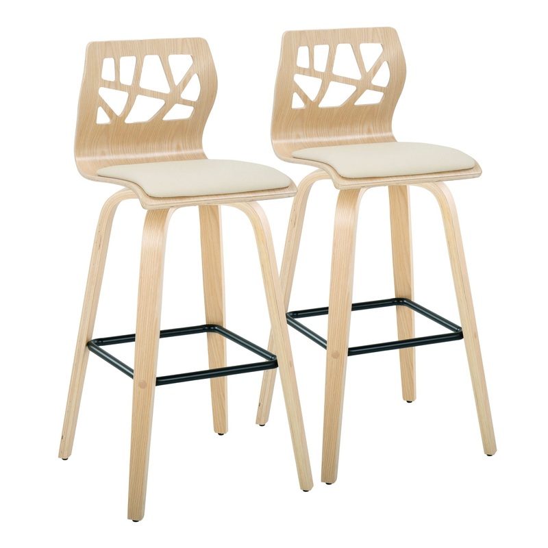 Folia – Contemporary Fixed Height Stool With Swivel With Square Footrest (Set of 2)