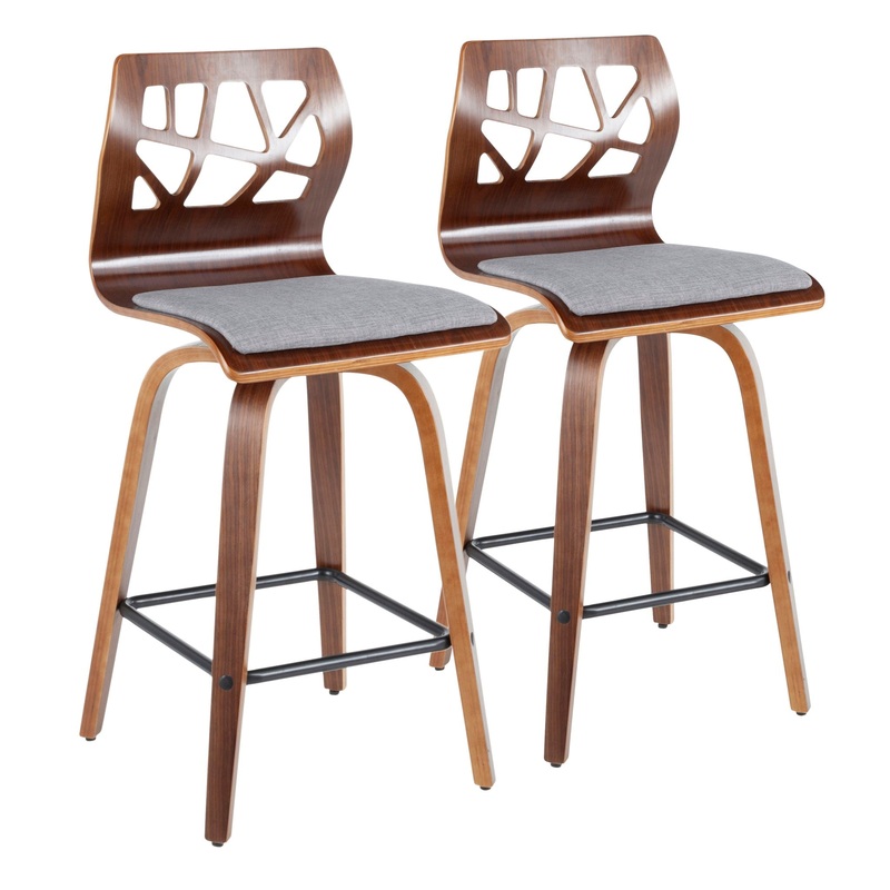 Folia – Mid Century Modern Fixed Height Counter Stool With Swivel (Set of 2)