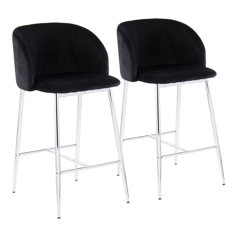 Fran – Contemporary Counter Stool (Set of 2) – Chrome / Black